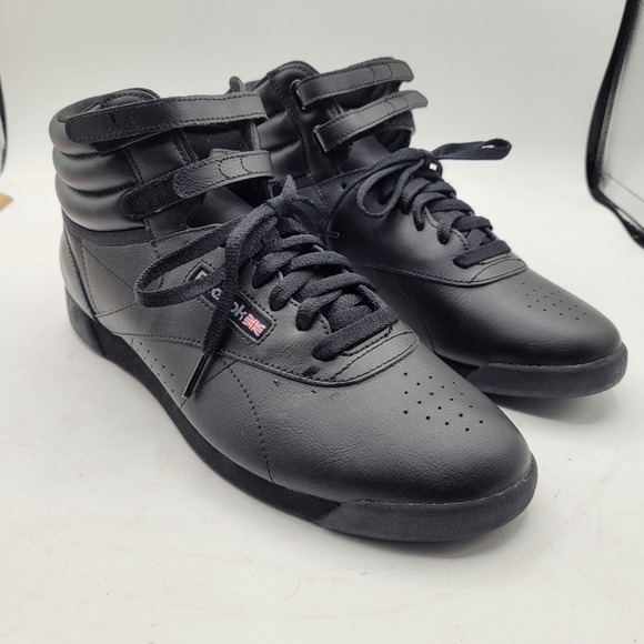 Reebok Shoes - Reebok Freestyle HI High Top Classic Black Leather Women's Sneakers Size 12